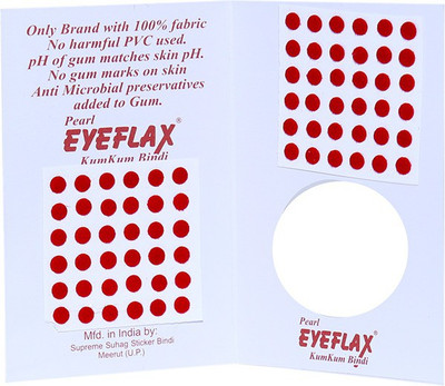 

Pearl Eyeflax 2 In 1 Kumkum Red Bindi (For Single Use Only) Pack of 15 Flaps Forehead Red Bindis(Sticker)