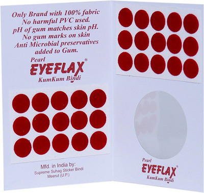 

Pearl Eyeflax 2 In 1 Kumkum Red Bindi (For Single Use Only) Pack of 15 Flaps Forehead Red Bindis(Sticker)