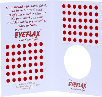 

Pearl Eyeflax 2 In 1 Kumkum Red Bindi (For Single Use Only) Pack of 15 Flaps Forehead Red Bindis(Sticker)