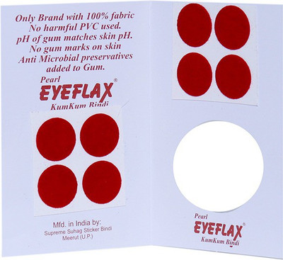 

Pearl Eyeflax 2 In 1 Kumkum Red Bindi (For Single Use Only) Pack of 15 Flaps Forehead Red Bindis(Sticker)