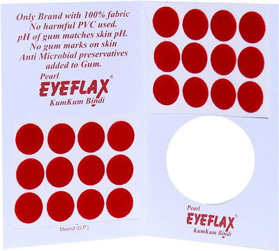 

Pearl Eyeflax 2 In 1 Kumkum Red Bindi (For Single Use Only) Pack of 15 Flaps Forehead Red Bindis(Sticker)
