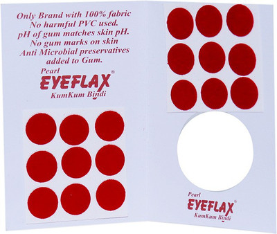 Pearl Eyeflax 2 In 1 Kumkum Red Bindi (For Single Use Only) Pack of 15 Flaps Forehead Red Bindis(Sticker)