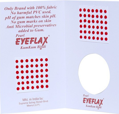 

Pearl Eyeflax 2 In 1 Kumkum Red Bindi (For Single Use Only) Pack of 15 Flaps Forehead Red Bindis(Sticker)