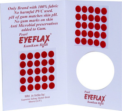 

Pearl Eyeflax 2 In 1 Kumkum Red Bindi (For Single Use Only) Pack of 15 Flaps Forehead Red Bindis(Sticker)