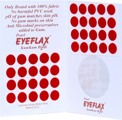 

Pearl Eyeflax 2 In 1 Kumkum Red Bindi (For Single Use Only) Pack of 15 Flaps Forehead Red Bindis(Sticker)