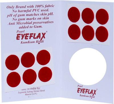 

Pearl Eyeflax 2 In 1 Kumkum Red Bindi (For Single Use Only) Pack of 15 Flaps Forehead Red Bindis(Sticker)