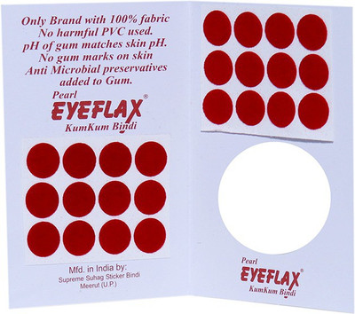 

Pearl Eyeflax 2 In 1 Kumkum Red Bindi (For Single Use Only) Pack of 15 Flaps Forehead Red Bindis(Sticker)