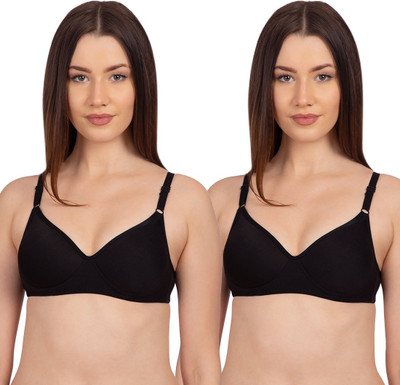 KOMLI by Komli Black Lightly Padded Full Coverage T-Shirt Women T-Shirt Lightly Padded Bra(Black)
