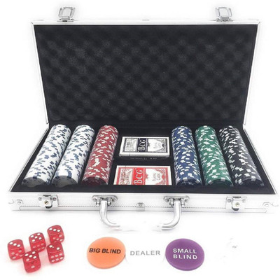 

ShopAis 300 Piece Poker Set with Aluminum Carrying Case Dual Toned Poker Chips, 5 Dice, 2 Decks of Playing Cards(Multicolor)