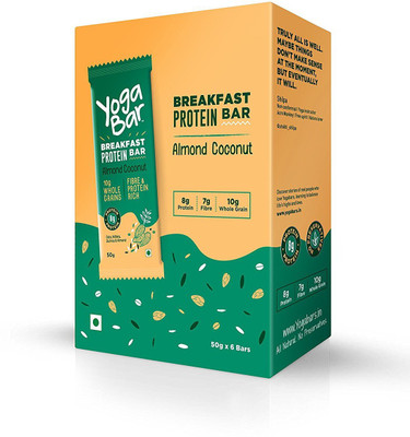 

Yogabar Breakfast Protein Almond Coconut Bars - 6 x 50 g(300 g, Box, Pack of 6)