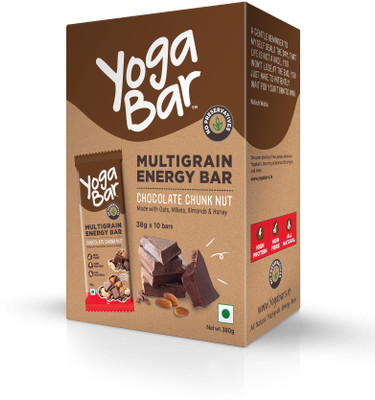 

Yogabar Multigrain Energy Bars - (Chocolate Chunk Nut ,38gm x 10 Bars)(380 g, Box, Pack of 10)