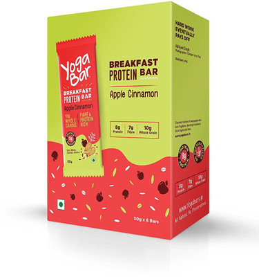 

Yogabar Breakfast Protein Apple Cinnamon Bars -6 x 50 g(300 g, Box, Pack of 6)
