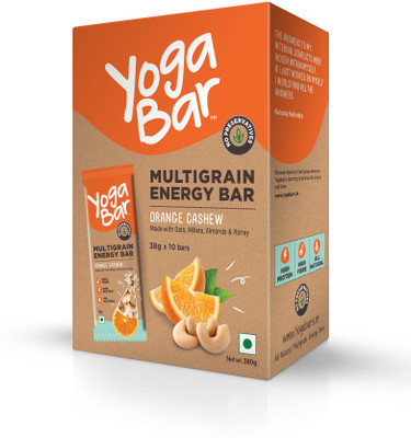 

Yogabar Multigrain Energy Bars - (Cashew Orange, 38gm x 10 Bars)(380 g, Box, Pack of 10)