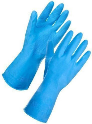 FRONTZONE Household Rubber Gloves Blue Large Wet and Dry Glove(Large)