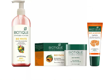 

BIOTIQUE BIO Advanced Fairness Face Wash, Bio Papaya Revitalizing Tan Removal Scrub , LIP BALM(Set of 3)