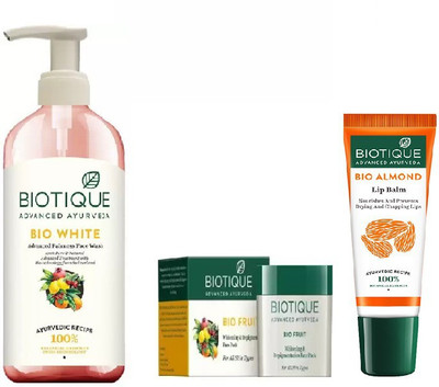 

BIOTIQUE BIO Advanced Fairness Face Wash, Bio Fruit Face Pack , Lip Balm(Set of 3)