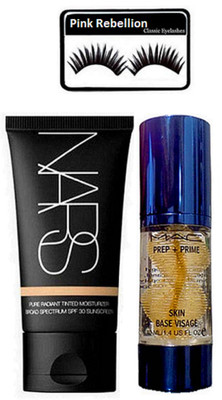 

Pink Rebellion Eyelashes & Mac Prep+Prime Primer & Nars pure Radiant Moisture Foundation(Set of 3)
