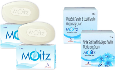 

Moitz Moisturizing Soap ( 2 x 75 gm ) + Moisturizing cream ( 2 x 75 gm ) ( 2 + 2 combo )(Set of 2)