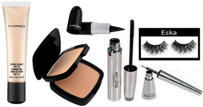 

eska Eyelashes,Mac Studio Sculpt Spf 15 Foundation Fond De Teint, Two Way Compact, Brooke Candy Eyeliner & Mascara, Stick Kajal(Set of 6)