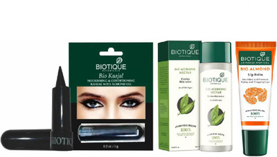 

BIOTIQUE BIO Morning Nectar Flawless Skin Lotion For All Skin Types, Bio Almond Kajal ,LIPCARE(Set of 3)