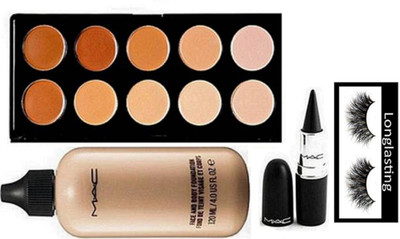 

catherine eyelashes, Mac 15 shade concealer palette, face and body foundation with stick kaj.(Set of 4)