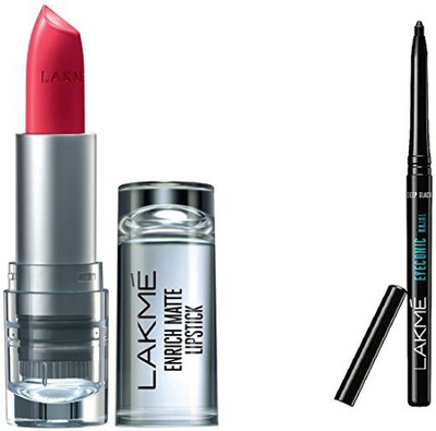 

Lakme Enrich Matte Lipstick, Shade PM11 & eyeconic Kajal Combo(Set of 2)
