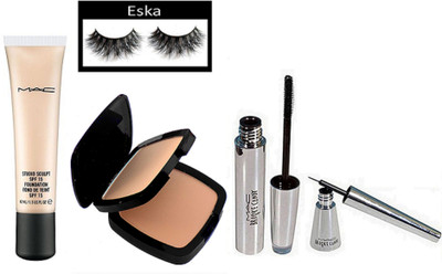 

eska Eyelashes,Mac Studio Sculpt Spf 15 Foundation Fond De Teint, Two Way Compact, Brooke Candy Eyeliner & Mascara(Set of 5)