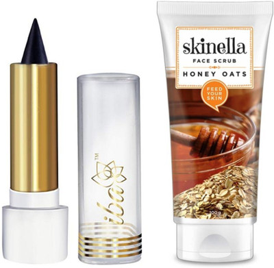 

iba halal Honey Oats Face Scrub and Pure Eyes Natural Kajal, Black combo(Set of 2)
