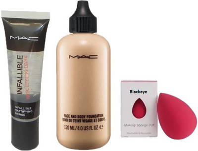 Blackeye MAC face and body foundation MAC infallible primer and puff(Set of 3)