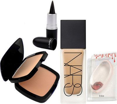 

eska Silicon Puff, Mac Two Way Compact, Stick kajal,NARS MAkeup Foundation(Set of 4)