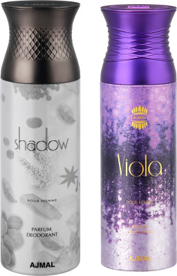 

Ajmal Shadow Him & Viola Deodorant Spray - For Men & Women(200 ml, Pack of 2)