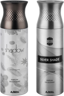 

Ajmal Shadow Him & Silver Shade Deodorant Spray - For Men(200 ml, Pack of 2)