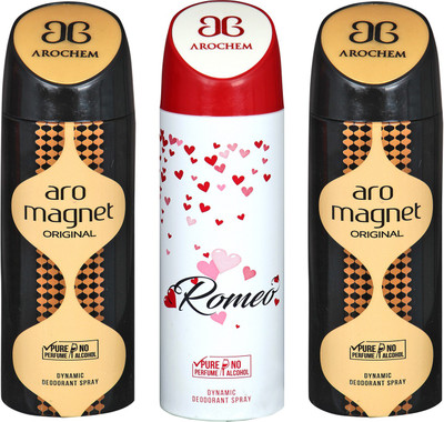

arochem ARO MAGNET & ROMEO DYNAMIC DEODORANT SPRAY Body Spray - For Men & Women(600 ml, Pack of 3)