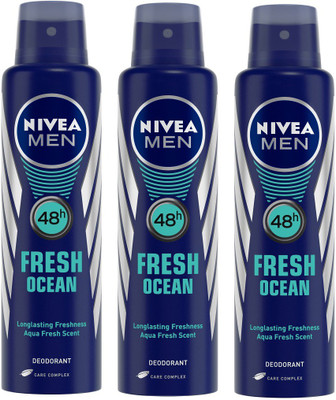 Nivea Men Fresh Ocean Deodorant Combo Body Spray - For Men(450 ml, Pack of 3)