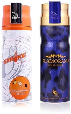 

Ekoz Strike And Glamorama Deo Combo For Men (Pack Of 2, 200 ml Each) Gift for Wedding Anniversary Deodorant Spray - For Men(400 ml, Pack of 2)