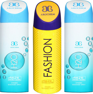 

arochem H20 & FASHION DYNAMIC DEODORANT SPRAY Body Spray - For Men & Women(600 ml, Pack of 3)