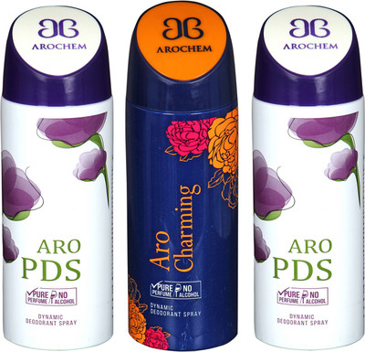 

arochem ARO PDS & ARO CHARMING DYNAMIC DEODORANT SPRAY Body Spray - For Men & Women(600 ml, Pack of 3)