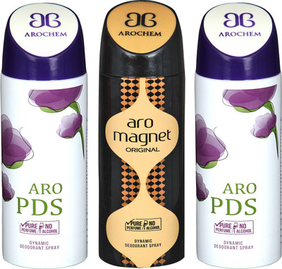 

arochem ARO PDS & ARO MAGNET DYNAMIC DEODORANT SPRAY Body Spray - For Men & Women(600 ml, Pack of 3)