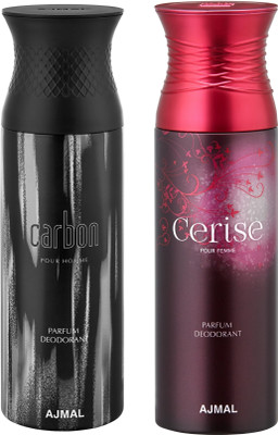 

Ajmal Carbon & Cerise Deodorant Spray - For Men & Women(200 ml, Pack of 2)