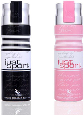 

Ekoz Just Sport Combo For Men & Women (Pack Of 2, 200 ml Each) Gift for Wedding Anniversary Deodorant Spray - For Men & Women(400 ml, Pack of 2)