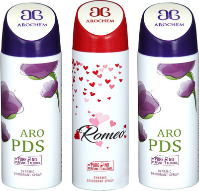 

arochem ARO PDS & ROMEO DYNAMIC DEODORANT SPRAY Body Spray - For Men & Women(600 ml, Pack of 3)