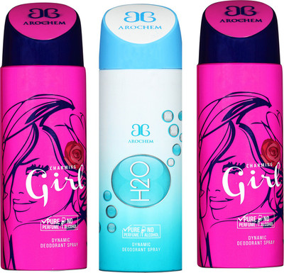 

arochem GIRL & H20 DYNAMIC DEODORANT SPRAY Body Spray - For Men & Women(600 ml, Pack of 3)