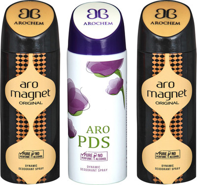 

arochem ARO MAGNETL & PDS DYNAMIC DEODORANT SPRAY Body Spray - For Men & Women(600 ml, Pack of 3)