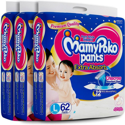 

MamyPoko DRY PANT DIAPER LARGE - L 62 X 3 Sets - L(186 Pieces)