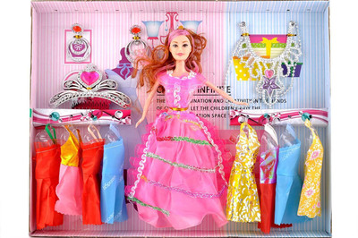 

Genextonline Elegant Stylish Fashion Doll With Accessories | Ornaments and Clothes (Multicolor)(Pink)