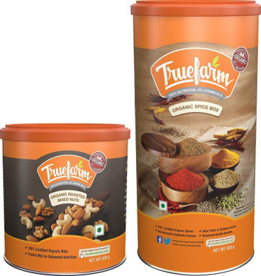 

Truefarm Organic Roasted Nuts, 300g & Organic Spice Box, 900g Combo(1.2 kg)