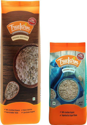 Truefarm Organic Red Poha, 300g & Organic Oats, 250g Combo(550 g)