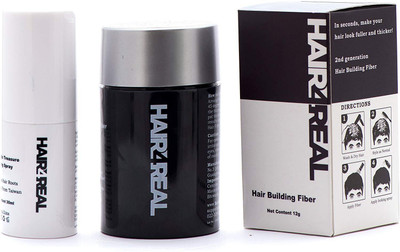 

Hair4real Hair Building Fibres 12g (Black)with Hair Locking Spray 30ml Pack Of 2(42 g)