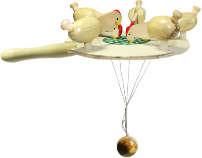 

Superbazaar Wooden Pecking Chicken Toy, Chicken Paddle Toy, Swing Hanging Wood Ball for Kids - 2+ Years(Multicolor)