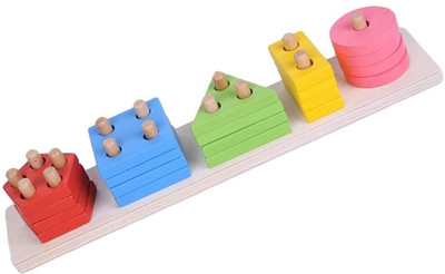 

Way Beyond Wooden Intellectual Geometric Shape Matching/ Five Column Blocks /Educational & Learning Toys(Multicolor)
